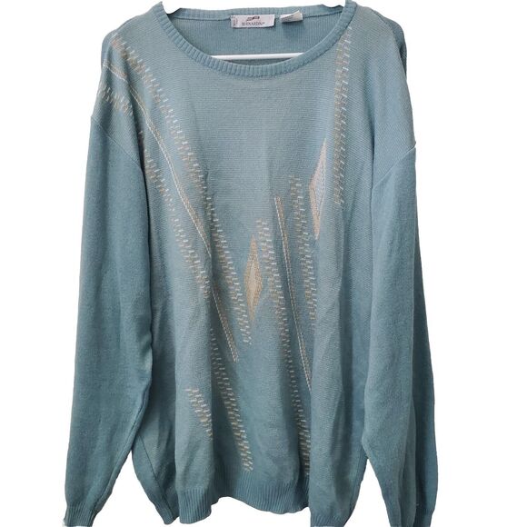 Bernardini  Italy Green Patterned Sweater XL Xlarge - Picture 1 of 5